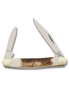 Hen and Rooster Pen Knife 2.75" with Stag Handle and Solingen Steel Plain Edge Blades Model 302-DS