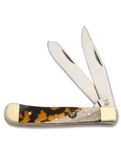 Hen and Rooster Trapper 4.125" with Birch Corelon Handles and Stainless Steel Plain Edge Blades Model 312-BIR