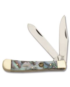 Hen and  Rooster Trapper 4.125 with Mosaic Corelon Handles and Stainless Steel Plain Edge Blades Model HR-312MAS