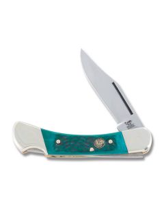 Hen and Rooster Lockback 4.25” with Green Jigged Bone Handles and Stainless Steel Plain Edge Blades Model 361-GPB