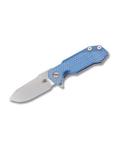 Rick Hinderer Knives Half Track Framelock with Blue Titanium Handle and S35VN Steel 2.75" Clip Point Plain Edge Blades 
