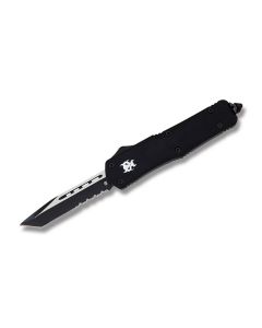 Helly Tec Demon Automatic Knife with Black Anodized Aluminum Handle and Black Coated 440C Stainless Steel 3.75" Tanto Tip Blade Model HTDEMONTS