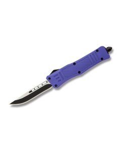 Helly Tec Small Hellion Electric Purple Automatic Knife with Purple HydroDipped 3D Printed Aluminum Handle and Black Coated 440C Stainless Steel 2.625" Drop Point Blade Model HTSHEPDP