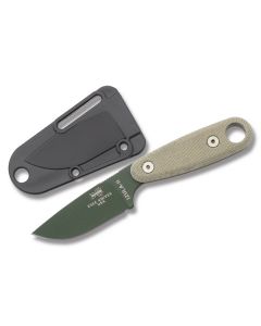 Esee Izula II Fixed Blade Knife Kit with Olive Drab Canvas Micarta Handle and Textured Coated 1095 Carbon Steel 2.875" Drop Point Plain Edge Blade and Kydex Sheath Model IZULA-II-OD-KIT