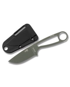 ESEE Knives Izula OD Green Coated 1095 Carbon Steel Construction with 2.63" Drop Point Plain Edge and Black Molded Sheath with Kit Model IZULA-OD-KIT