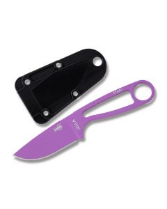 ESEE Izula Fixed Blade Knife with Purple Textured Powder Coated 1095 Carbon Steel Handle and Purple Powder Coated 1095 Carbon Steel 2.875" Drop Point Plain Edge Blade and Black Molded Plastic Sheath Model IZULA-PURP-BLK