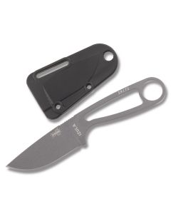 ESEE Knives Izula-II Gunsmoke Epoxy Powder Coated 1095 Carbon Steel 2.63" Drop Point Plain Blade and Black Molded Polymer Sheath Model IZULA-TG-B