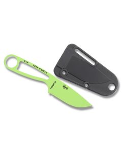 ESEE Knives Izula Venom Green Epoxy Powder Coated 1095 Carbon Steel 2.63" Drop Point Plain Edge and Black Molded Plastic Sheath