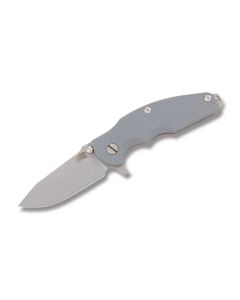 Rick Hinderer Jurassic Framelock with Grey G-10 Handles and Working Finish S35VN 3.375" Spear Point Plain Edge Blades