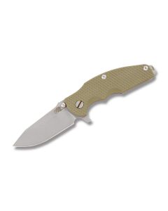 Rick Hinderer Jurassic Framelock with OD Green G-10 Handles and Working Finish S35VN 3.375" Spear Point Plain Edge Blades