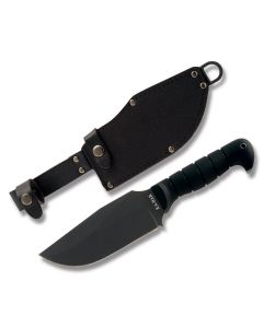 KA-BAR Heavy Duty Warthog with Black TPR Handle and Black Epoxy Coated 1085 Carbon Steel 6.75" Clip Point Plain Edge Blade with Black Cordura Sheath Model 1278