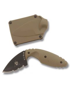 KA-BAR Original TDI Law Enforcement Knife with Coyote Brown Zytel Handle and Black Epoxy Coated AUS-8 Stainless Steel 2.375" Clip Point Partially Serrated Edge Blade Model 1477CB