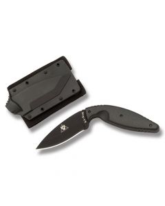 KA-BAR Large TDI Law Enforcement Knife with Black Epoxy Powder Coated AUS-8A Stainless Steel 2.313" Drop Point Plain Edge Blade with Black Hard Plastic Sheath Model 1482