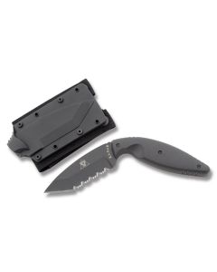 KA-BAR Large TDI Law Enforcement Knife with Black Zytel Handle and Black Epoxy Coated AUS-8A Stainless Steel 3.675" Tanto Tip Partially Serrated Edge Blade with Black Hard Plastic Sheath Model 1485