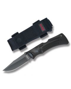 KA-BAR Drop Point Mule Lockback with Black Zytel Handle and Black Coated AUS-8A Stainless Steel 3.875" Clip Point Plain Edge Blade Model 3050