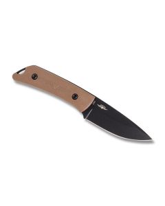 KABAR Jarosz Globetrotter Fixed Blade with Brown Ultramid Handle and Black Coated 1095 Cro-Van Carbon Steel 3.50" Clip Point Plain Edge Blade Model 7502