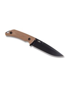 KABAR Jarosz Turok Fixed Blade with Brown Ultramid Handle and Black Coated 1095 Cro-Van Steel 6.25" Clip Point Plain Edge Blade with Molded Plastic Sheath Model 7503