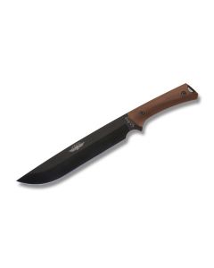 Ka-Bar Knives 7507 Jarosz Choppa Fixed Blade Knife with Brown Ultramid Handle and Black Powder Coated 1095 Cro-Van Steel  9.875" Clip Point Plain Edge Blade with Brown Polyester Sheath Model 7507
