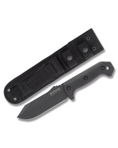 KA-BAR Becker Crewman with Black Ultramid Handle and Black Epoxy Powder Coated 1095 Carbon Steel 5.50" Clip Point Plain Edge Blade with Black Molded Polymer Sheath Model BK10