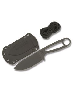 BK&T ESEE KA-BAR Eskabar with Black Epoxy Powder Coated 1095 Carbon Steel 3.25" Drop Point Plain Edge Blade with Black Molded Plastic Sheath Model BK14