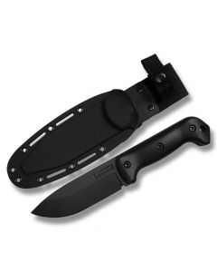 KA-BAR Becker Campanion with Black Ultramid Handle and Black Epoxy Coated 5.25" Drop Point Plain Edge Blade with Black Hard Plastic Sheath Model BK2