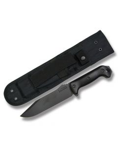 KA-BAR Becker Combat Utility Knife with Black Ultramid Handle and Black Epoxy Coated 7" Clip Point Plain Edge Blade with Black Nylon Sheath Model BK7