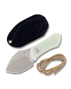 Kizer Thumbper Neck Knife with Green G-10 Handle and Stonewash Coated CPM-S35VN Stainless Steel 2" Spear Point Plain Edge Blade with Black Kydex Sheath Model KI1013