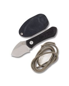 Kizer Thumbper Neck Knife with Carbon Fiber Handle and Stonewash Coated CPM-S35VN Stainless Steel 2" Spear Point Plain Edge Blade with Black Kydex Sheath Model KI1014