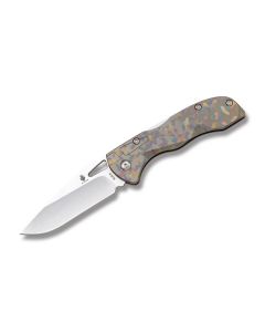 Kizer Knives Bast with 6AL4V Titanium Handles and Stonewash Coated AUS-8 Stainless Steel 3.375" Clip Point Plain Edge Blade Model KI3306