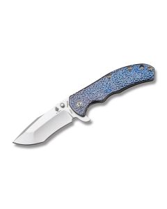 Kizer Knives Rugiada with Blue Anodized 6AL4V Titanium Handles and Stonewash Coated CPM-S35VN Stainless Steel 3.25" Drop Point Plain Edge Blade Model KI3401A1