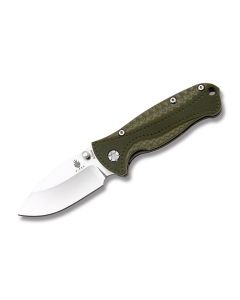 Kizer Knives Small Hunter with Green G-10 Handles and Satin Coated CPM-S35VN Stainless Steel 2.50" Drop Point Plain Edge Blade Model KI3416A2