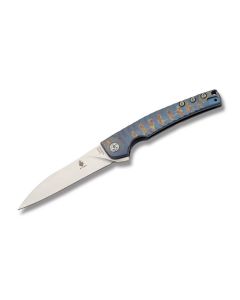 Kizer Knives Splinter with Anodized 6AL4V Titanium Handles and Stonewash Coated CPM-S35VN Stainless Steel 3.25" Clip Point Plain Edge Blade Model KI3457A2