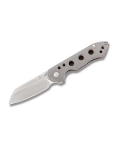 Kizer Guru Folding Knife with Gray Anodized Titanium Handle and Satin Coated CPM-S35VN Stainless Steel 3" Sheepsfoot Plain Edge Blade Model KI3504A1