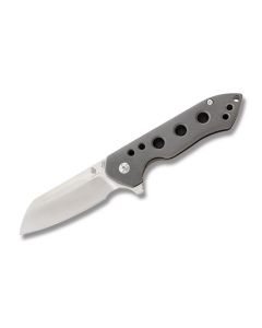 Kizer Guru with Gray Coated 6AL4V Titanium Skeletonized Handle and Satin Coated CPM-S35VN Stainless Steel 3" Drop Point Plain Edge Blade Model KI3504K1