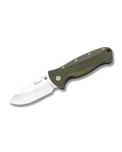 Kizer Knives Hunter with Green G-10 Handes and Gray Powder Coated CMP-35VN Stainless Steel 3.5" Drop Point Plain Edge Blade Model KI4416A2