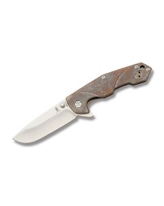 Kizer Bambu with Bronze Colored 6AL4V Titanium Handles and Stonewash Coated CPM-S35VN Stainless Steel 3.625" Drop Point Plain Edge Blade Model KI4426