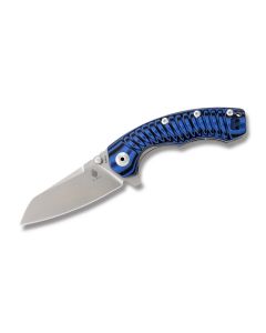 Kizer Tigon Folding Knife with Blue G-10 Handle and Stonewash Coated CPM-S35VN stainless Steel 3.625" Drop Point Plain Edge Blade Model 4450A3