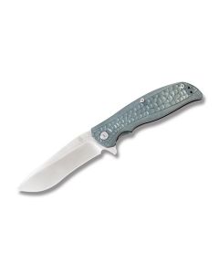 Kizer Rattle Folding Knife with Gray Anodized Titanium Handle and Satin Coated CPM-S35VN Stainless Steel 3.563" Drop Point Plain Edge Blade Model 4470A2