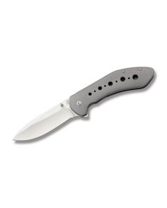 Kizer Knives Kala with Gray Coated 6ALV4 Titanium Handles and Stonewash Coated CPM-S35VN Stainless Steel 3.75" Drop Point Plain Edge Blade Model KI4479