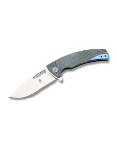 Kizer Knives Kyre with Gray 6AL4V Titanium Handles and Satin Coated CPM-S35VN Stainless Steel 3.439" Drop Point Plain Edge Blade Model KI448A42