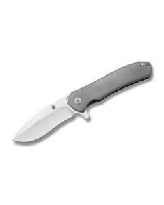 Kizer Knives Hustler with Gray 6AL4V Titanium Handles and Stonewash Coated CPM-S35VN Stainless Steel 3.625" Drop Point Plain Edge Blade Model KI5464A1