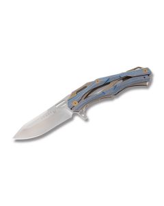 Komoran Handmade Tactical Linerlock Folder with Titanium Handles and D2 Tool Steel Drop Point Plain Edge Blades Model KO015