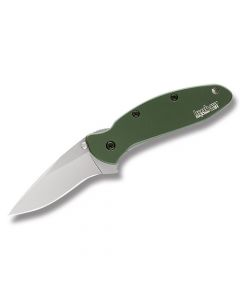 Kershaw Knives Scallion with Olive Drab 6061T-6 Aluminum Handles and Bead Blasted 420 HC Stainless Steel 2.375" Clip Point Plain Edge Blade Model 1620OL