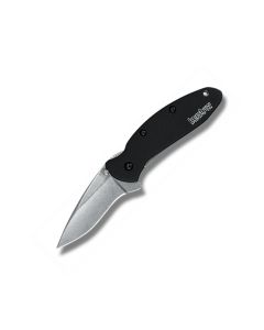 Kershaw Knives Scallion with Black Anodized 3031-T6 Aluminum Handle and Stonewash Coated 420HC Stainless Steel 2.439" Clip Point Plain Edge Blade Model 1620SWBLK