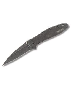 Kershaw Knives Leek with BlackWash Coated 410 Stainless Steel Handles and BlackWash Coated Sandvik 14C28N Stainless Steel Modified Drop Point Plain Edge Blade Model 1660BLKW 