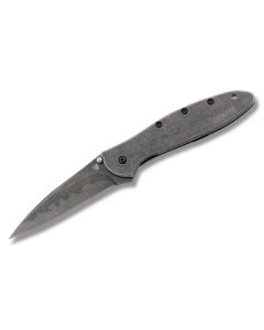 Kershaw Knives Leek with BlackWash 410 Stainless Steel Handle and BlackWash Coated Sandvik 14C28N Stainless Steel 3" Clip Point Plain Edge Blade Model 1660BLKW