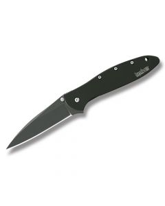 Kershaw Knives Leek with Black DLC Coated 410 Stainless Steel Handles and Black DLC Coated Sandvik 14C28N Stainless Steel 3" Clip Point Plain Edge Blade Model 1660CKT