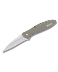 Kershaw Knives Leek with Olive Drab 6061-T6 Aluminum Handles and Bead Blasted Sandvik 14C28N Stainless Steel 3" Clip Point Plain Edge Blade Model 1660OL