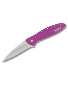 Kershaw Knives Leek with Purple 6061-T6 Aluminum Handles and Bead Blasted Coated Sandvik 14C28N Stainless Steel 3" Clip Point Plain Edge Blade Model 1660PUR