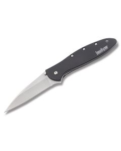 Kershaw Knives Leek with Black Anodized 6061 Aluminum Handles and Stonewashed Coated Sandvik 14C28N Stainless Steel 3" Clip Point Plain Edge Blade Model 1660SWBLK